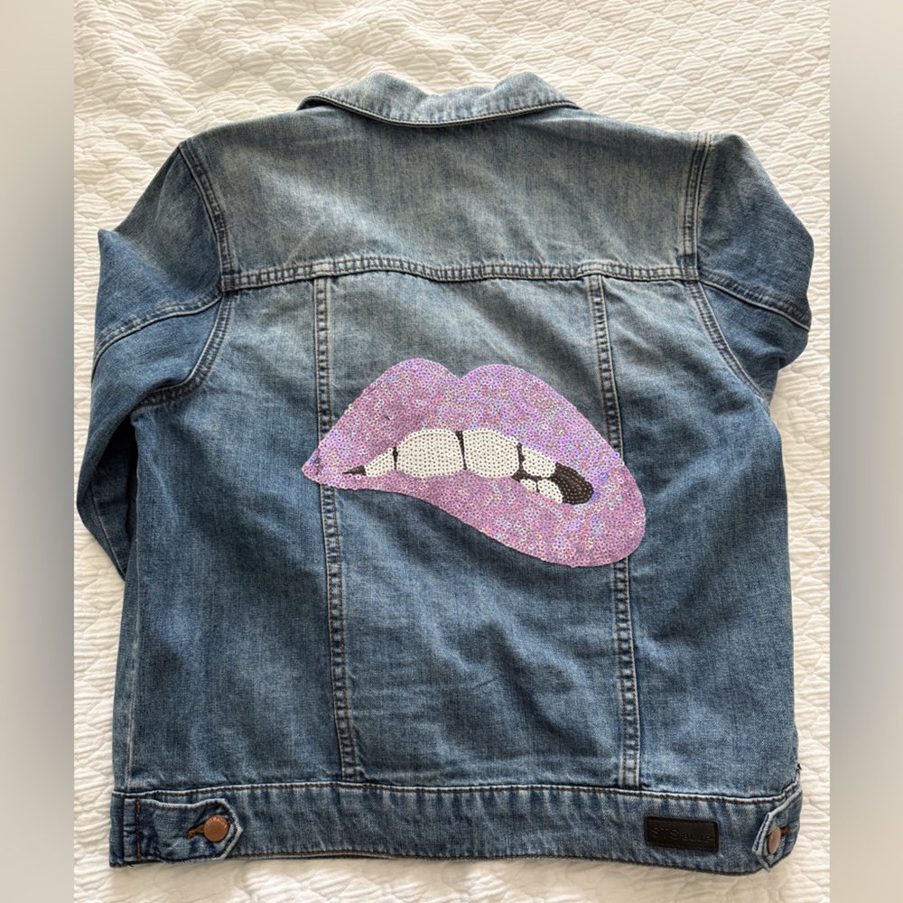 Denim Jacket With Purple Sequin - image 2